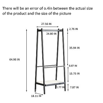 Pnronnc Wood Clothes Rack Hanger Rack Cloth Hanger Standing Garment Racks with Double Shelves