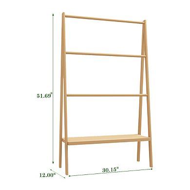 Pnronnc Standing Pantry Cabinet Cupboard Bamboo Ladder Towel Rack Bathroom Shelf Wall Cabinet