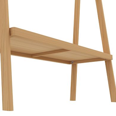 Pnronnc Standing Pantry Cabinet Cupboard Bamboo Ladder Towel Rack Bathroom Shelf Wall Cabinet