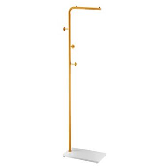 Pnronnc L-shape Coat Rack Freestanding Wardrobe Storage Shelves Clothes Hanging Racks with 3 Hooks