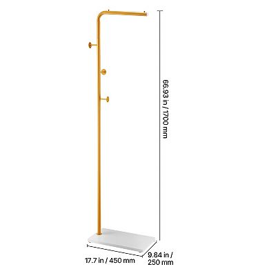 Pnronnc L-shape Coat Rack Freestanding Wardrobe Storage Shelves Clothes Hanging Racks with 3 Hooks