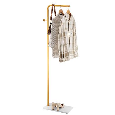 Pnronnc L-shape Coat Rack Freestanding Wardrobe Storage Shelves Clothes Hanging Racks with 3 Hooks