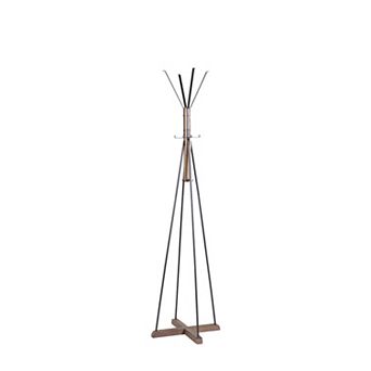 Pnronnc Freestanding Coat Rack with 8 Hooks Cross Wood Base Clothing Garment Rack Entryway Shelf