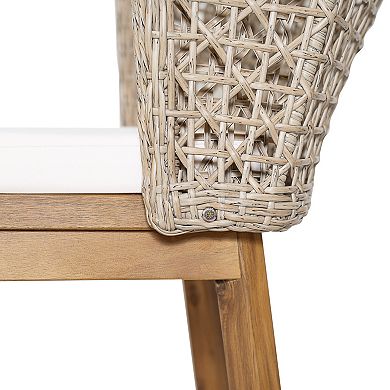 Pnronnc Outdoor Acacia Wood Bar Stools(4 PCS), Bar Height Chairs Breakfast Bar Chairs/Stools