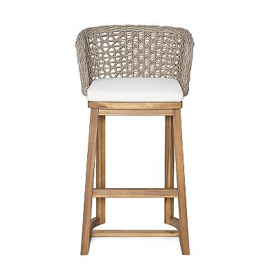 Pnronnc Outdoor Acacia Wood Bar Stools(4 PCS), Bar Height Chairs Breakfast Bar Chairs/Stools