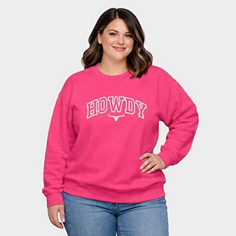 Embroidered Howdy Bull Varsity - Women's Plus Sized Graphic Sweatshirt
