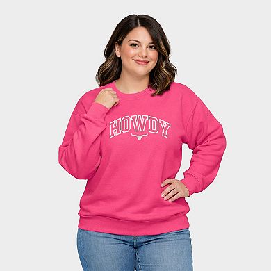 Embroidered Howdy Bull Varsity - Women's Plus Sized Graphic Sweatshirt