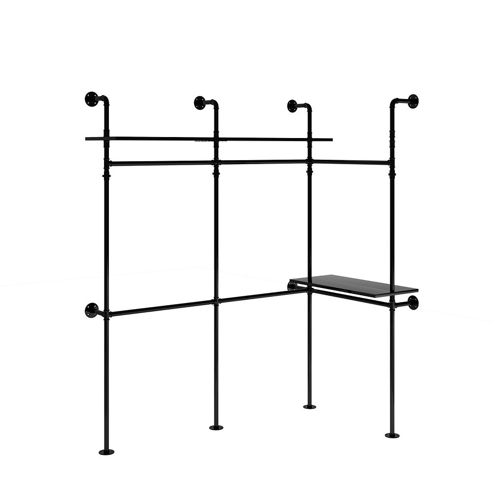 Pnronnc Industrial Pipe Clothes Rack Walk-in Closet Heavy Duty Garment ...