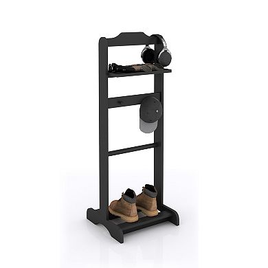 Pnronnc Portable Hall Tree Garment Accent Rack Clothes Valet Stand with Shoe Storage Organizer