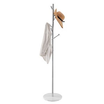 Pnronnc Freestanding Coat Rack Stand Cube Coat Rack Drying Rack Hall Tree Storage Shelf with 8 Hooks