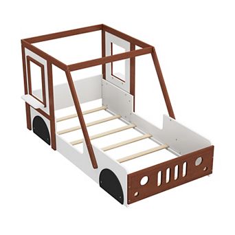 Pnronnc Car-Shaped Platform Bed Twin Size Kids Bed Floor Bed for Boys Girls Teens