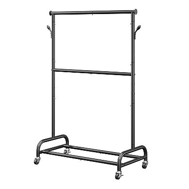 Pnronnc Heavy Duty Clothes Rack Rolling Clothing Garment Rack Drying Rack Open Armoires wSide Hooks