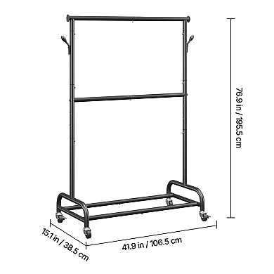 Pnronnc Heavy Duty Clothes Rack Rolling Clothing Garment Rack Drying Rack Open Armoires wSide Hooks