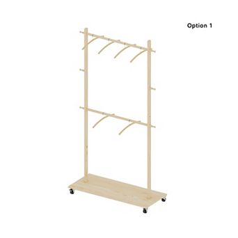 Pnronnc Space-Saving Garment Clothes Drying Rack Hall Tree Bathroom Clothes Hangers with 6 Hangers
