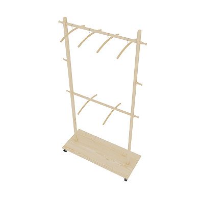 Pnronnc Space-Saving Garment Clothes Drying Rack Hall Tree Bathroom Clothes Hangers with 6 Hangers