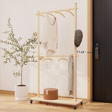 Pnronnc Space-Saving Garment Clothes Drying Rack Hall Tree Bathroom Clothes Hangers with 6 Hangers