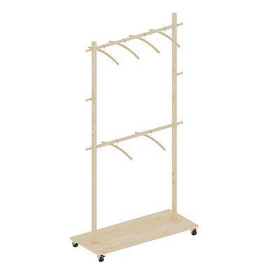 Pnronnc Space-Saving Garment Clothes Drying Rack Hall Tree Bathroom Clothes Hangers with 6 Hangers