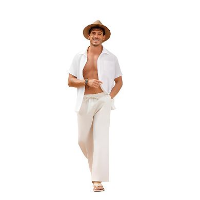 Mens Breathable Linen Beach Pants
