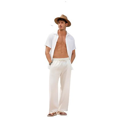 Mens Breathable Linen Beach Pants