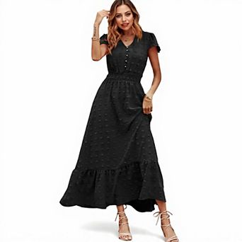 Boho Beach Dress with Smocked Waist