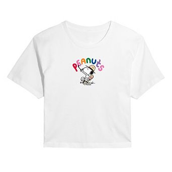 Juniors' Peanuts Colorful Painter Cropped Tee