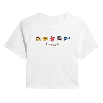 Juniors' Gilmore Girls Icon Collage Cropped Tee