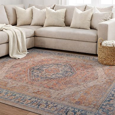 World Rug Gallery Vintage Medallion Washable Rug