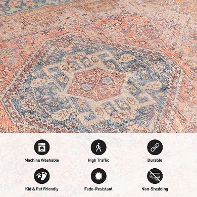 World Rug Gallery Vintage Medallion Washable Rug