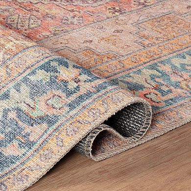 World Rug Gallery Vintage Medallion Washable Rug