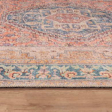 World Rug Gallery Vintage Medallion Washable Rug