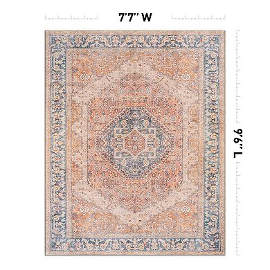 World Rug Gallery Vintage Medallion Washable Rug