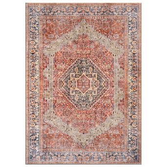 World Rug Gallery Vintage Medallion Washable Rug