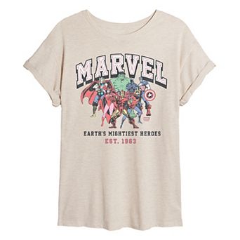Juniors' Marvel Earth's Mightiest Heroes Oversized Tee