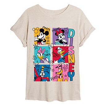 Juniors' Disney's Mickey & Friends Yearbook Photos Oversized Tee