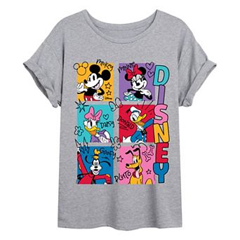 Juniors' Disney's Mickey & Friends Yearbook Photos Oversized Tee