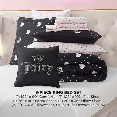 Juicy Couture 8-Piece Bed in a Bag Hearts Comforter Set