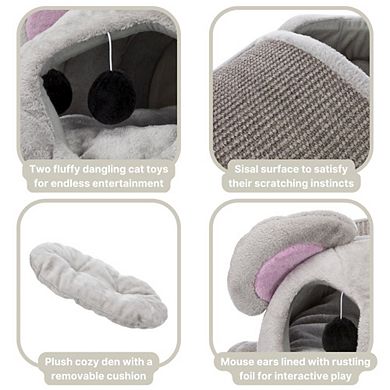 Lukas Plush Indoor Cat Condo with Sisal Scratching Surface & Removable Cushion