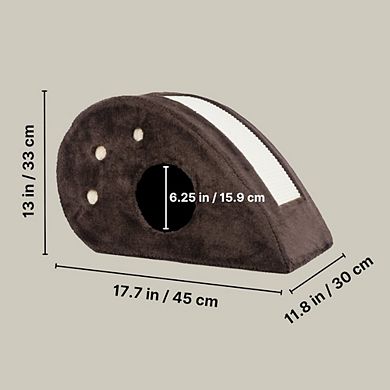Topi Plush Cover Indoor Cat Condo with Sisal Scratching Surface & Cat Toys