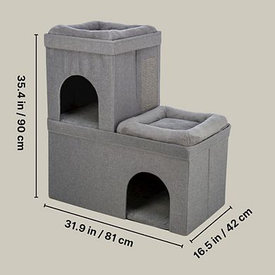 Crazy Cube Stackable Cat Condo with Sisal Scratching Surface, Cozy Hideaway