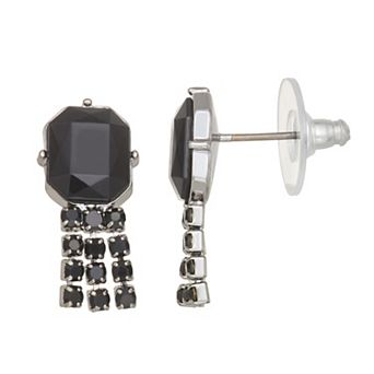 Simply Vera Vera Wang Jet Tone Stone Post Open Simulated Stone Drop Earrings