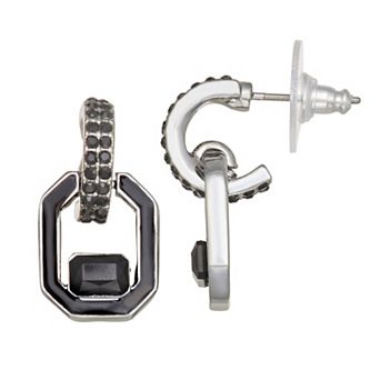 Simply Vera Vera Wang Jet Tone Post Chain Linear Earrings