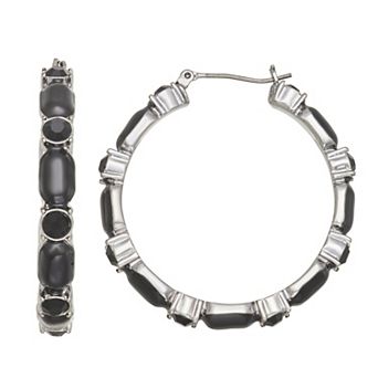 Simply Vera Vera Wang Jet Tone Simulated Stone Click-It Hoop Earrings