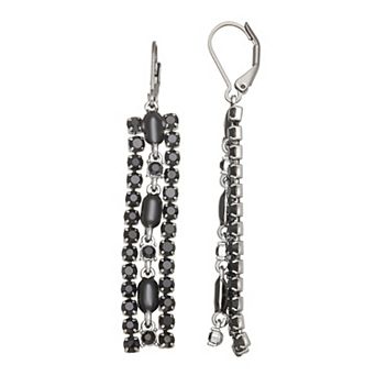 Simply Vera Vera Wang Jet Tone Linear Simulated Stone Drop Earrings