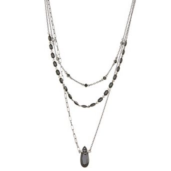 Simply Vera Vera Wang Jet Tone 3 Row Collar and Pendant Necklace