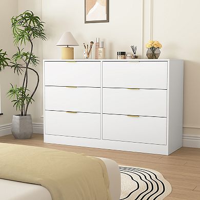 Pnronnc 6 Drawer Dresser Large Storage Cabinet for Modern Home