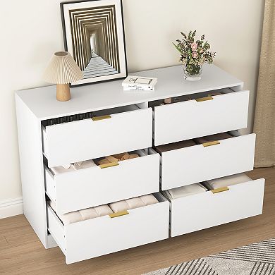 Pnronnc 6 Drawer Dresser Large Storage Cabinet for Modern Home