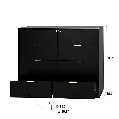 Pnronnc 8 Drawer Dresser Sleek Dresser Large Storage Capacity with Large Storage