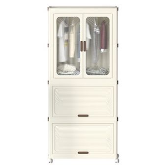 Pnronnc Kids Portable Wardrobe Closet with Hanging Rod and Cube Storage