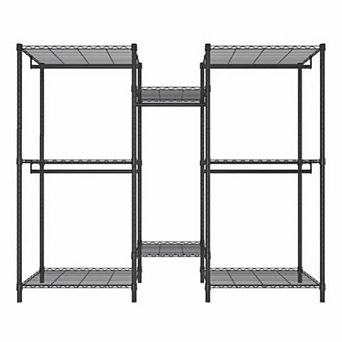 Pnronnc Metal Garment Rack Freestanding Closet Organizer with Adjustable Shelves and Clothes Rails
