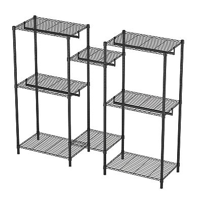 Pnronnc Metal Garment Rack Freestanding Closet Organizer with Adjustable Shelves and Clothes Rails
